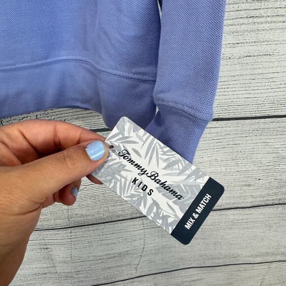 Tommy Bahama Boys Periwinkle Quarter Zip Preppy Pullover Top Size 4 - Picture 5 of 7